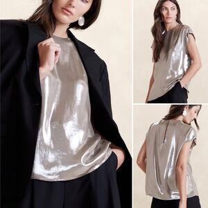 NWT Banana Republic Maxime Metallic Top‎ SMALL Champagne Gold Relaxed Lined